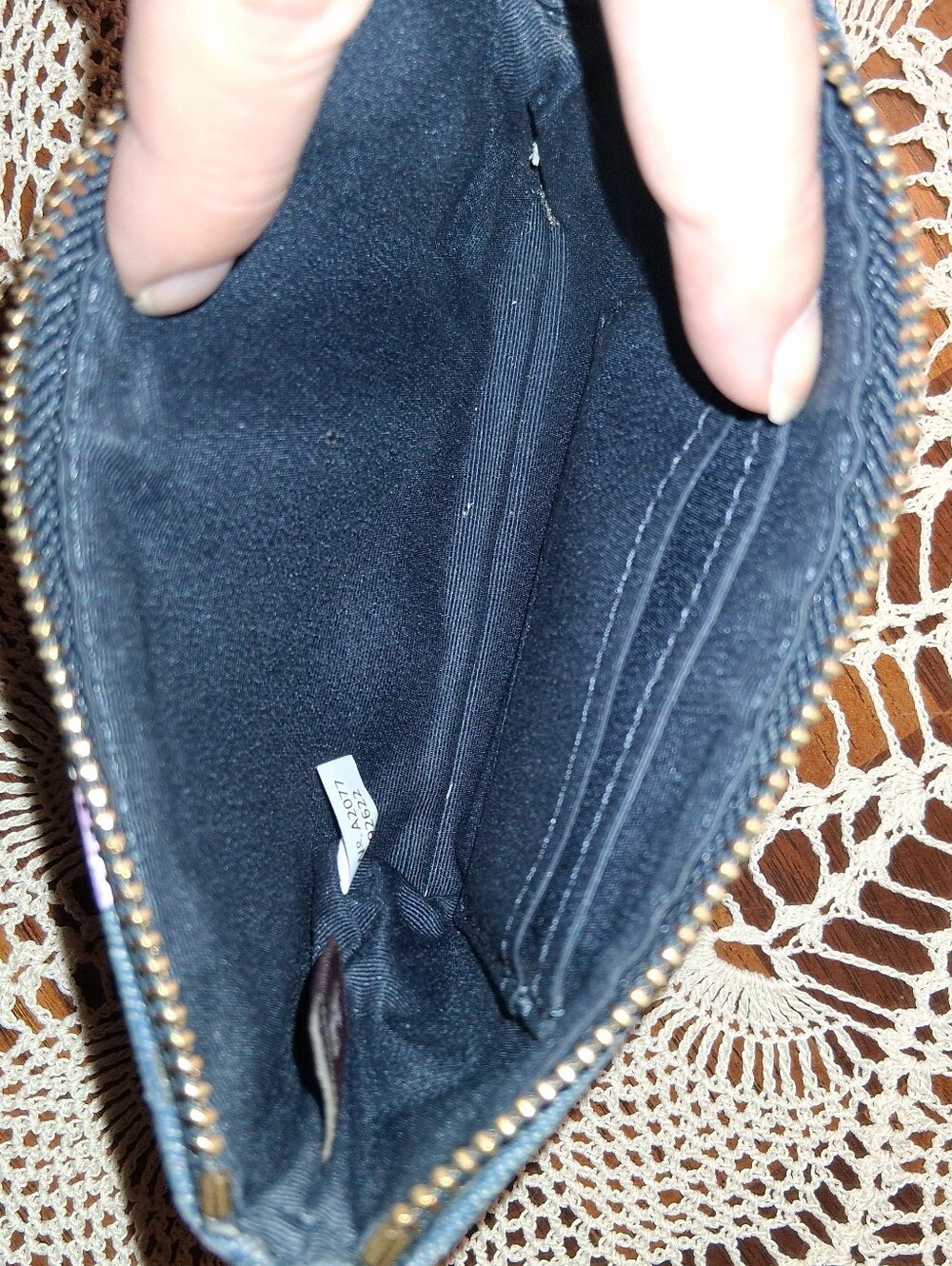 Coach Denim Floral Zip Wristlet - Blue with Pink & Tan Flowers - Picture 5 of 5